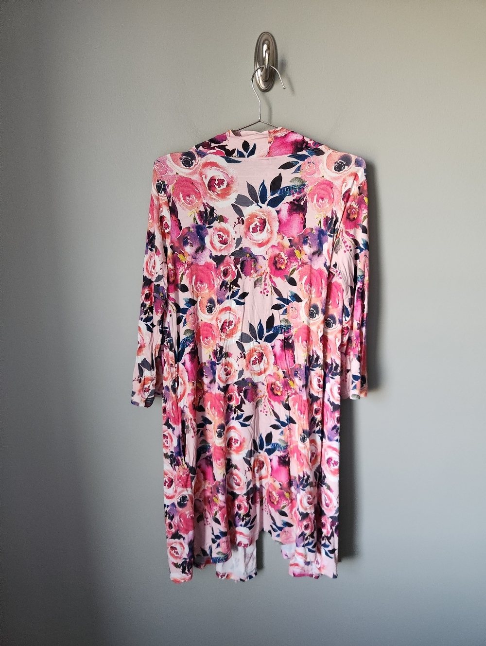 Posh Peanut Dusk Rose Floral Print Bamboo Robe Size Small No Belt - Picture 3 of 6